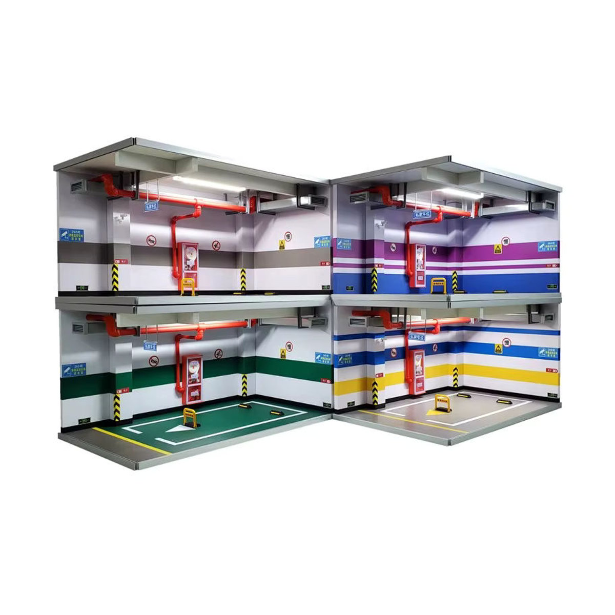 VWHUVW Modellauto Display Szene Unterirdische Garage Parkplatz aus Metall und Kunststoff in Grau und Mehrfarbig im Maßstab 1:18 - Bild 3