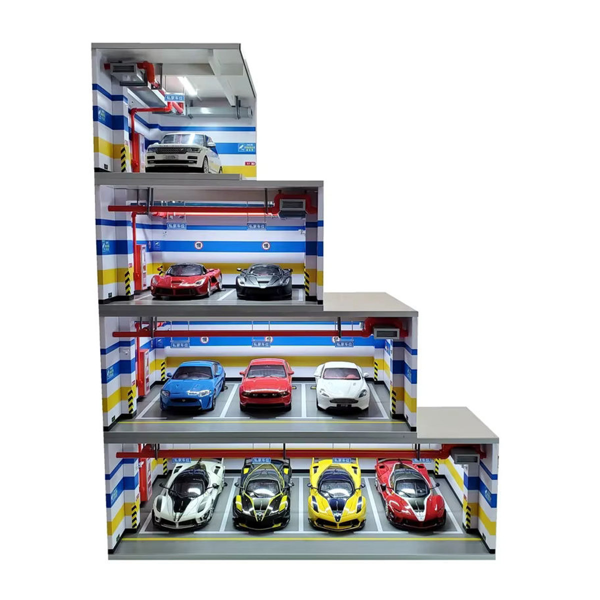 VWHUVW Modellauto Display Szene Unterirdische Garage Parkplatz aus Metall und Kunststoff in Grau und Mehrfarbig im Maßstab 1:18 - Bild 5