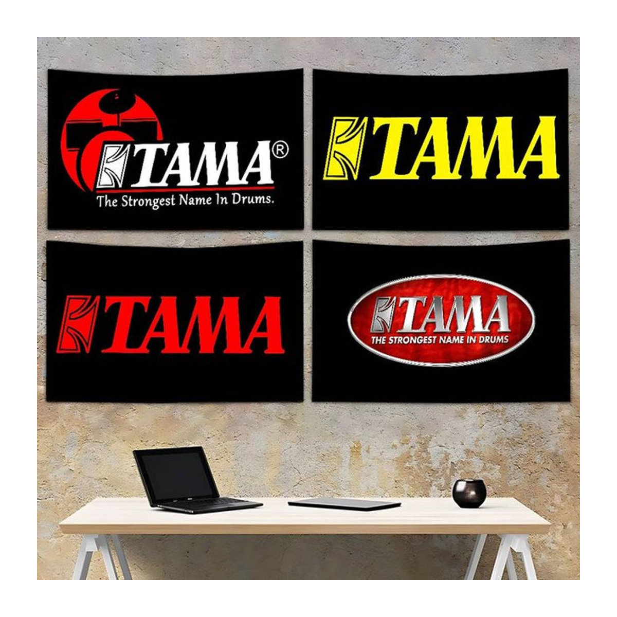 W-TAMAs Logo-Flagge in Schwarz als dekorativer Textil-Wandteppich für Outdoor und Indoor - Bild 1