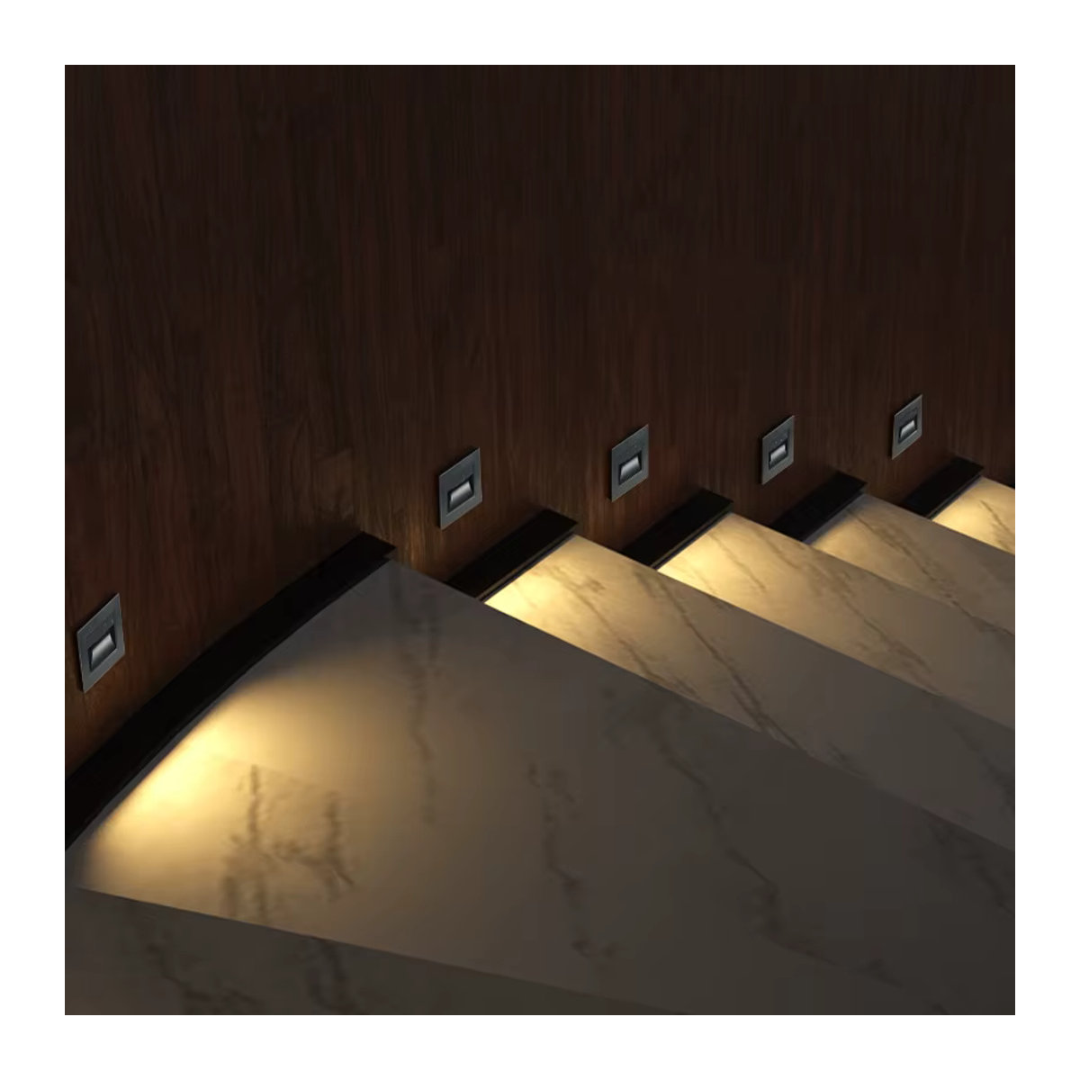 WAAJEA LED-Einbauwandleuchte in Schwarz, minimalistisches Nachtlicht für Treppen, Flur und Innenräume, 1,5 W, B/B: 86 x 86 mm - Bild 5