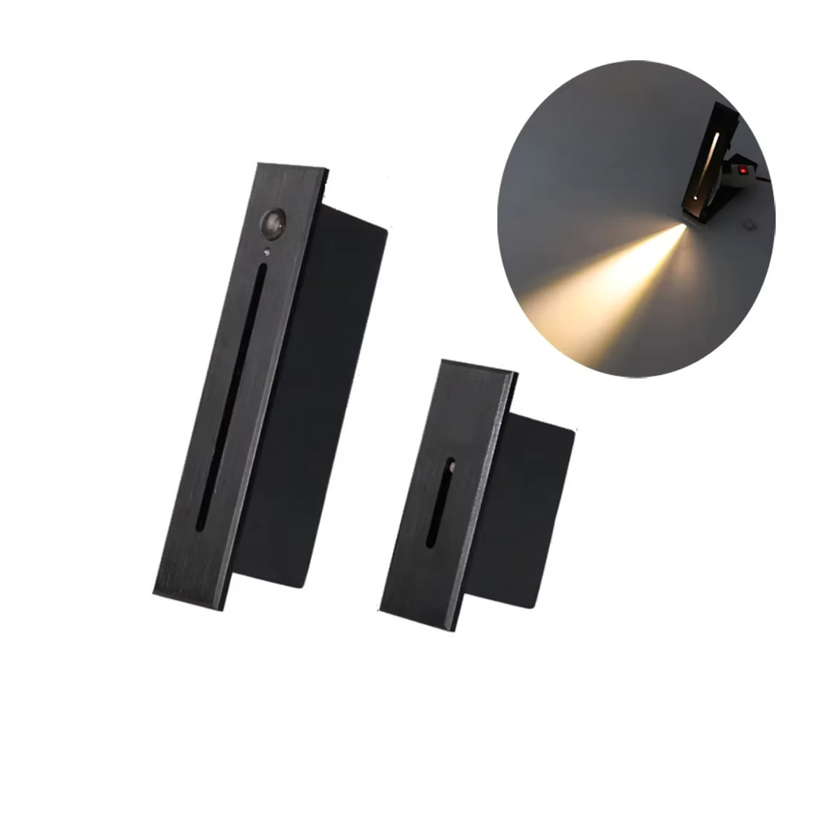 WAAJEA LED Nacht-Wandleuchte mit PIR-Bewegungsmelder in Schwarz, minimalistisches Treppenlicht mit 3 W Infrarot-Induktion - Bild 4