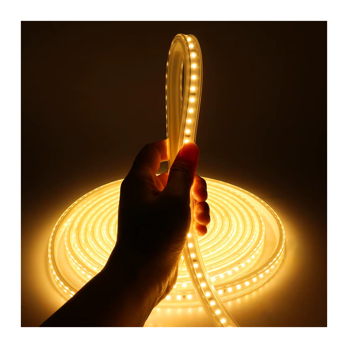 WAAJEA LED Streifen Licht Gelb, wasserdichte LED Möbelbeleuchtung mit 120 LEDs/m für Küche und Outdoor, 220V - Bild 2