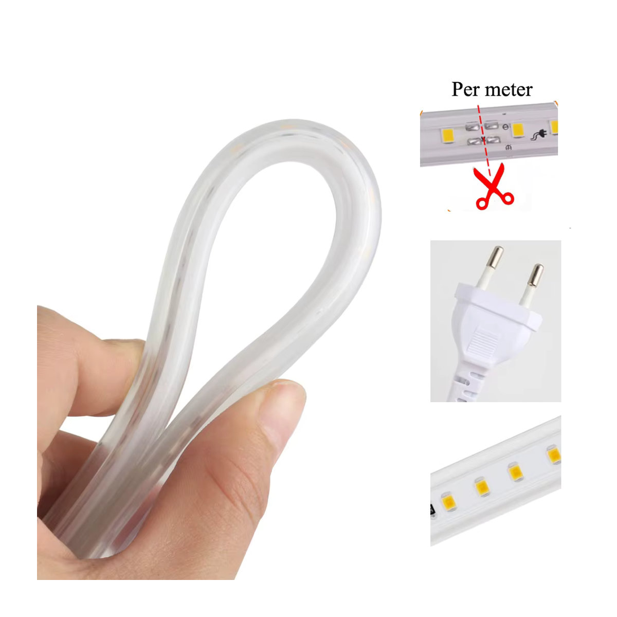 WAAJEA LED Streifen Licht Gelb, wasserdichte LED Möbelbeleuchtung mit 120 LEDs/m für Küche und Outdoor, 220V - Bild 3