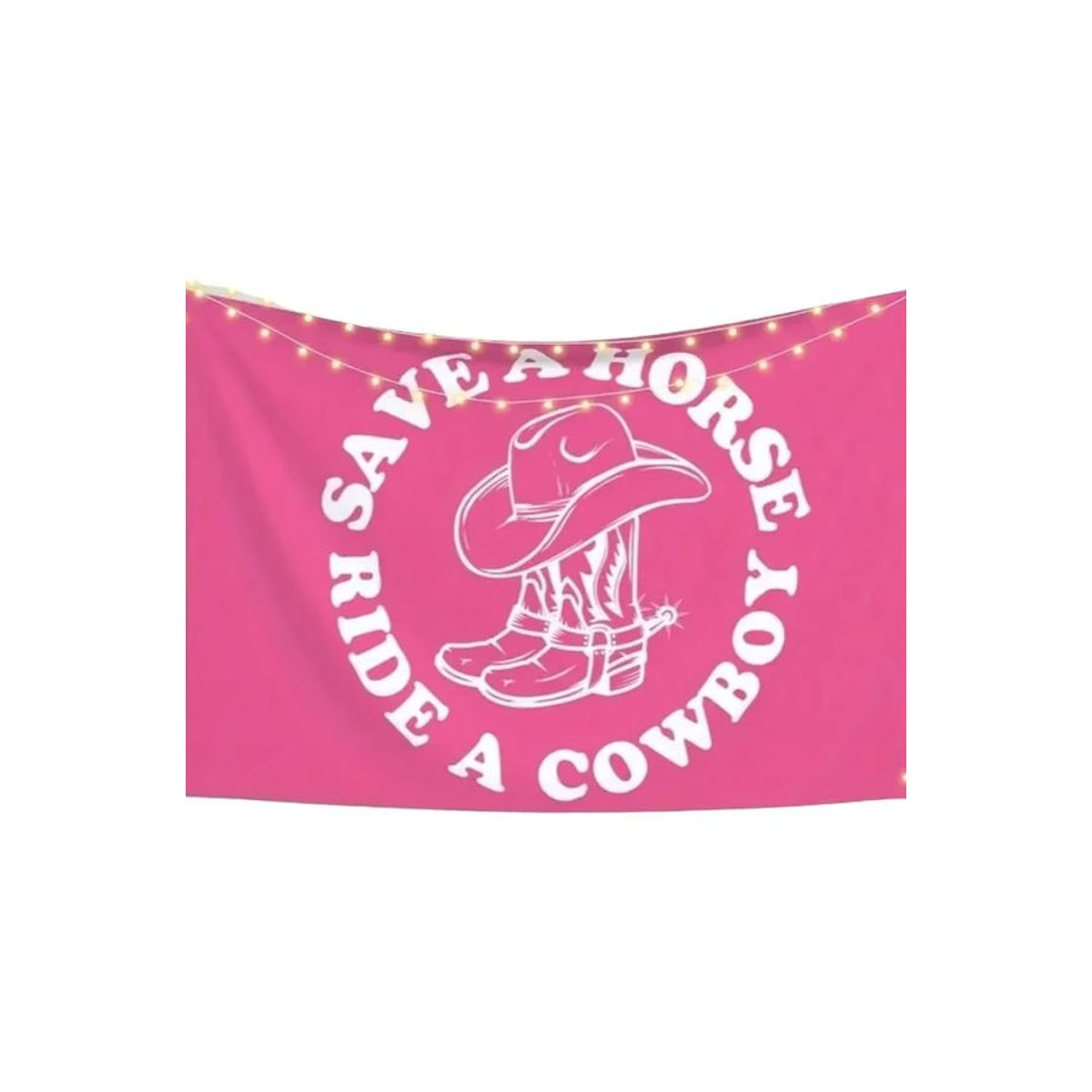 Wacites Wandteppich Save A Horse Ride A Cowboy in Rosa, lustiger Wandbehang mit Cowboy-Motiv für Schlafzimmer und Wohnheim, B: 60 cm, H: 40 cm - Bild 5