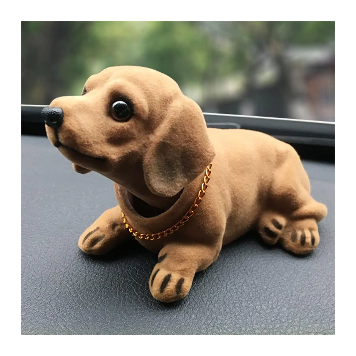 Wackelkopf Hund Figur als Auto Dekoration, braunes Hund Ornament aus Kunstharz - Bild 3
