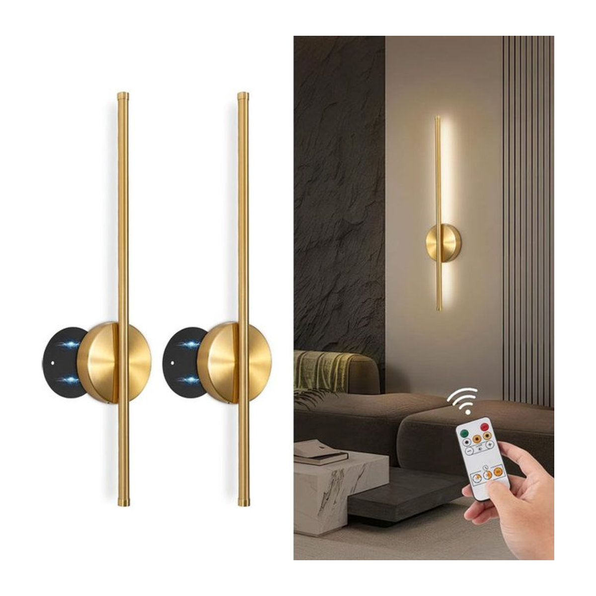 WADBTY LED Wandleuchte minimalistisch, dimmbar und wiederaufladbar, Breite: 50 cm - Bild 1