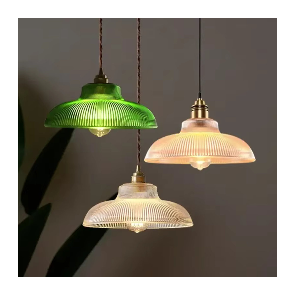 WADBTY Retro-Pendelleuchte aus Glas in Grün für Wohnzimmer, Schlafzimmer und Esszimmer - Bild 2