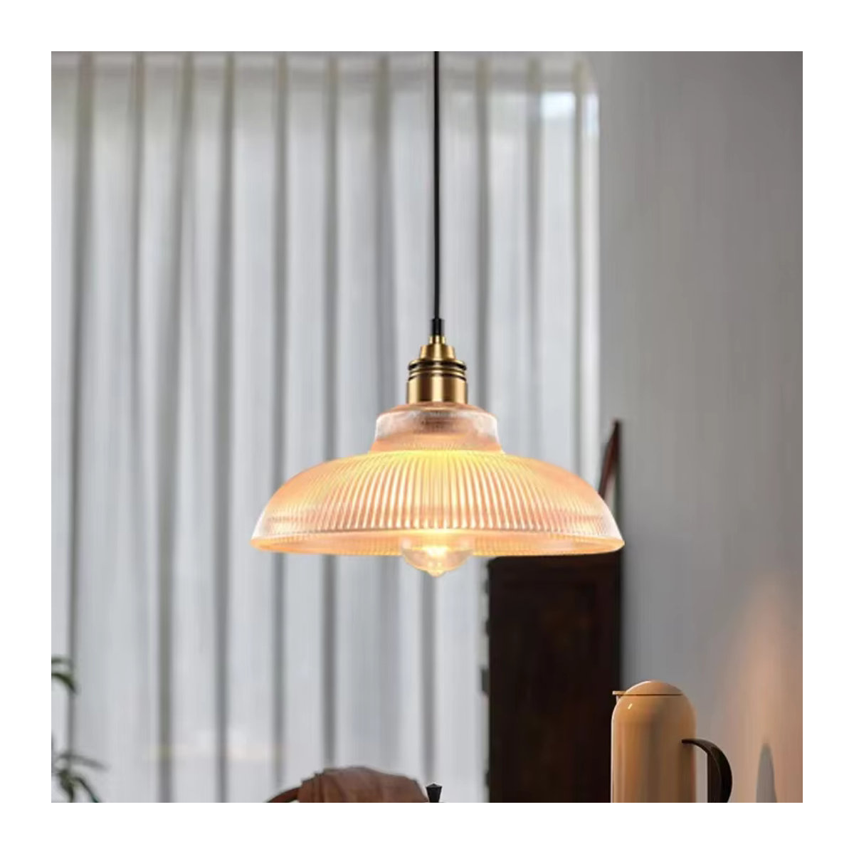 WADBTY Retro-Pendelleuchte aus Glas in Grün für Wohnzimmer, Schlafzimmer und Esszimmer - Bild 3