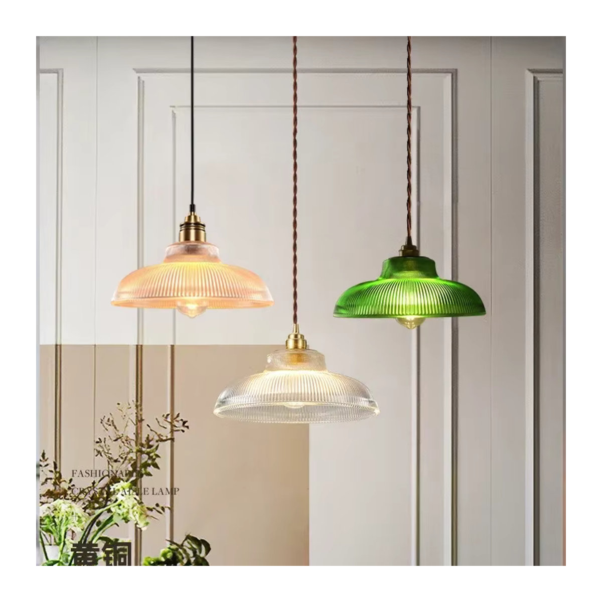WADBTY Retro-Pendelleuchte aus Glas in Grün für Wohnzimmer, Schlafzimmer und Esszimmer - Bild 5
