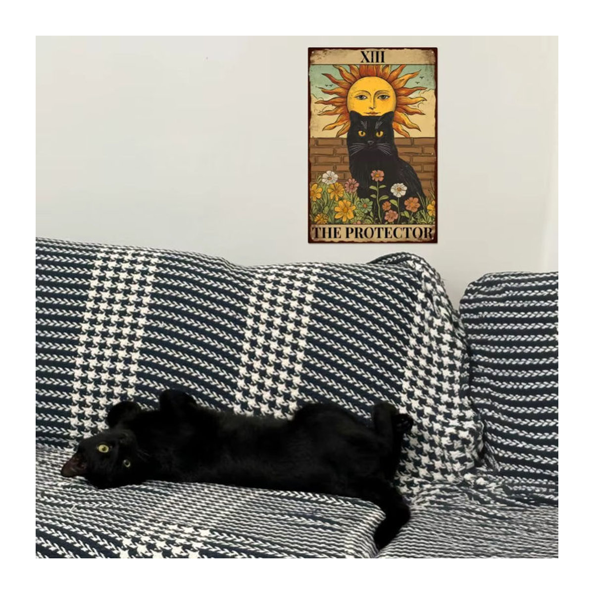 WADORN Tarot-Katze Metallblechschild The Protector, Vintage Wanddeko für Zuhause und Café, mehrfarbig, B: 30 cm, H: 20 cm, T: 0 cm - Bild 2