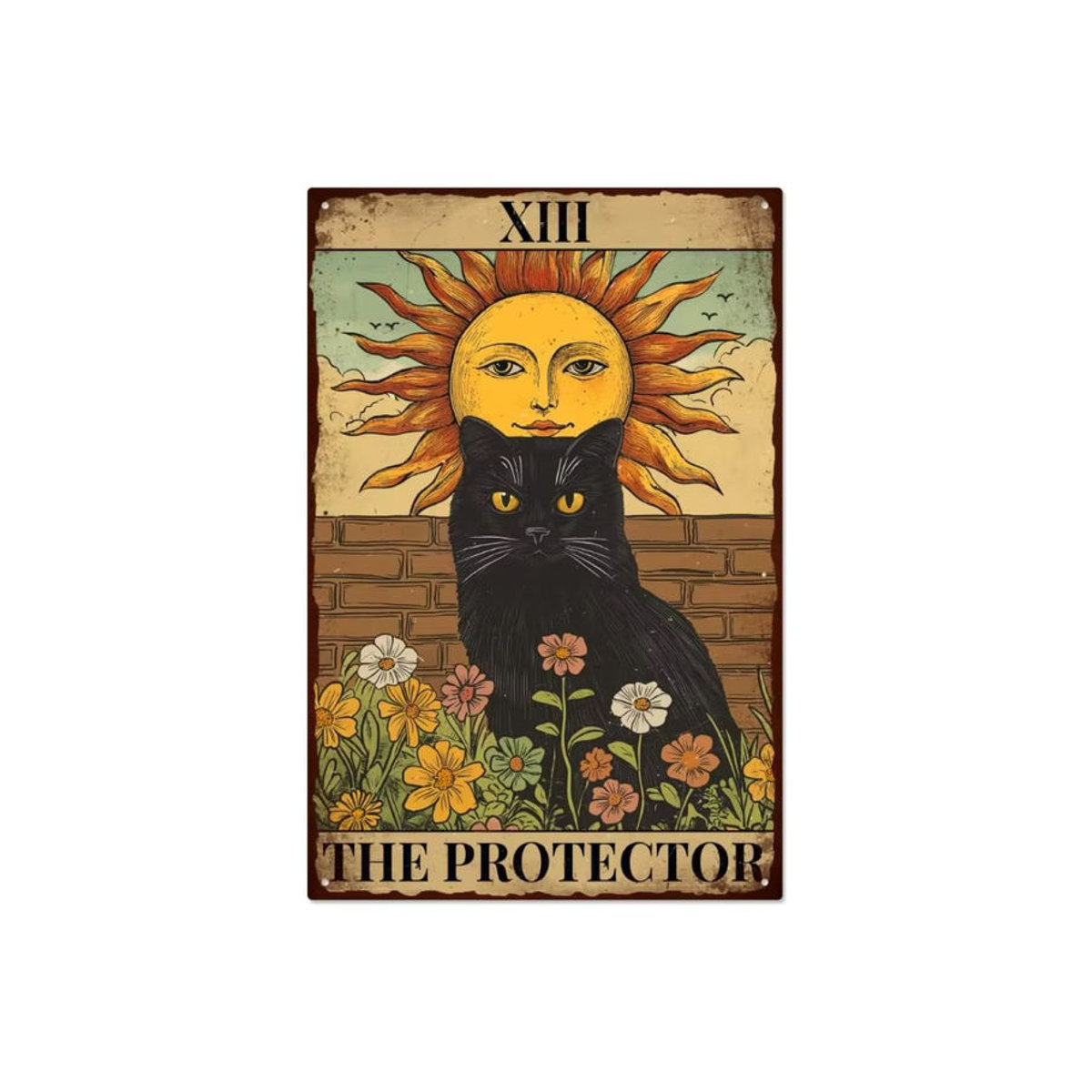 WADORN Tarot-Katze Metallblechschild The Protector, Vintage Wanddeko für Zuhause und Café, mehrfarbig, B: 30 cm, H: 20 cm, T: 0 cm - Bild 5