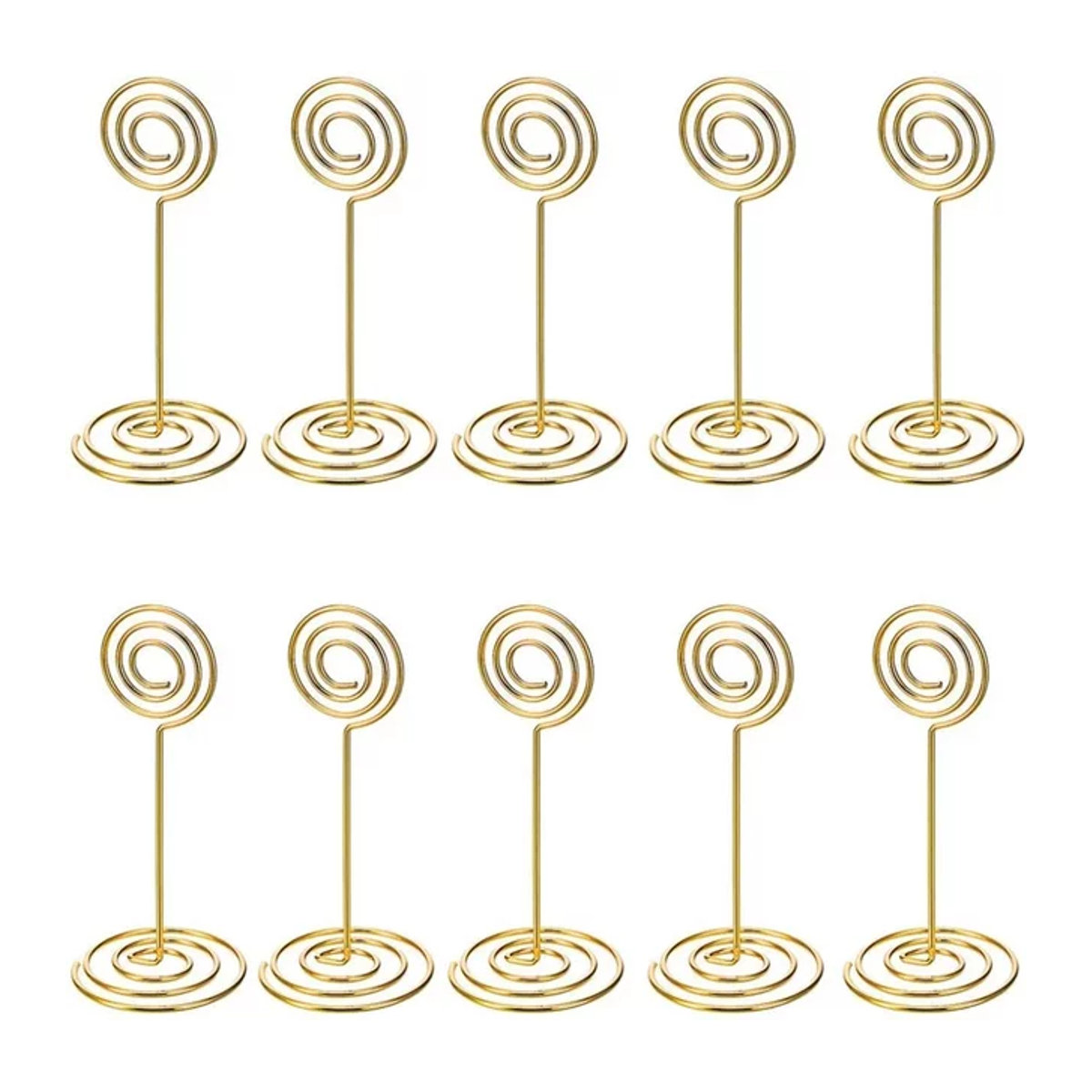 WakaParty 10er Set Tischkartenhalter aus Metall in Gold und Silber mit abstraktem Swirl-Design für Hochzeiten und Events - Bild 1