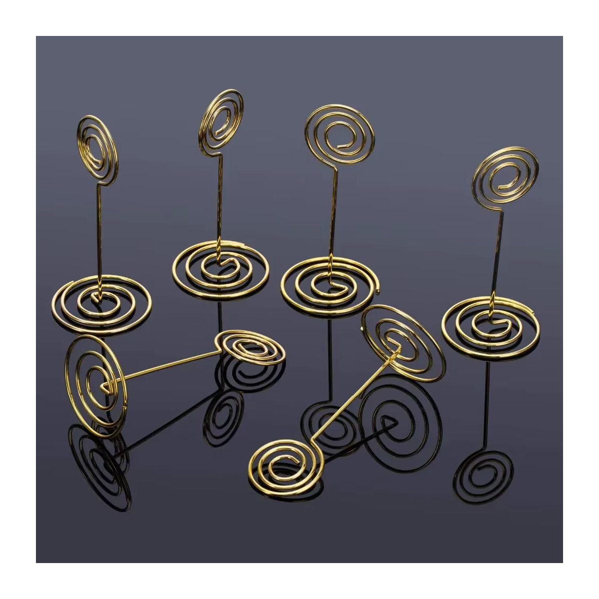 WakaParty 10er Set Tischkartenhalter aus Metall in Gold und Silber mit abstraktem Swirl-Design für Hochzeiten und Events - Bild 2