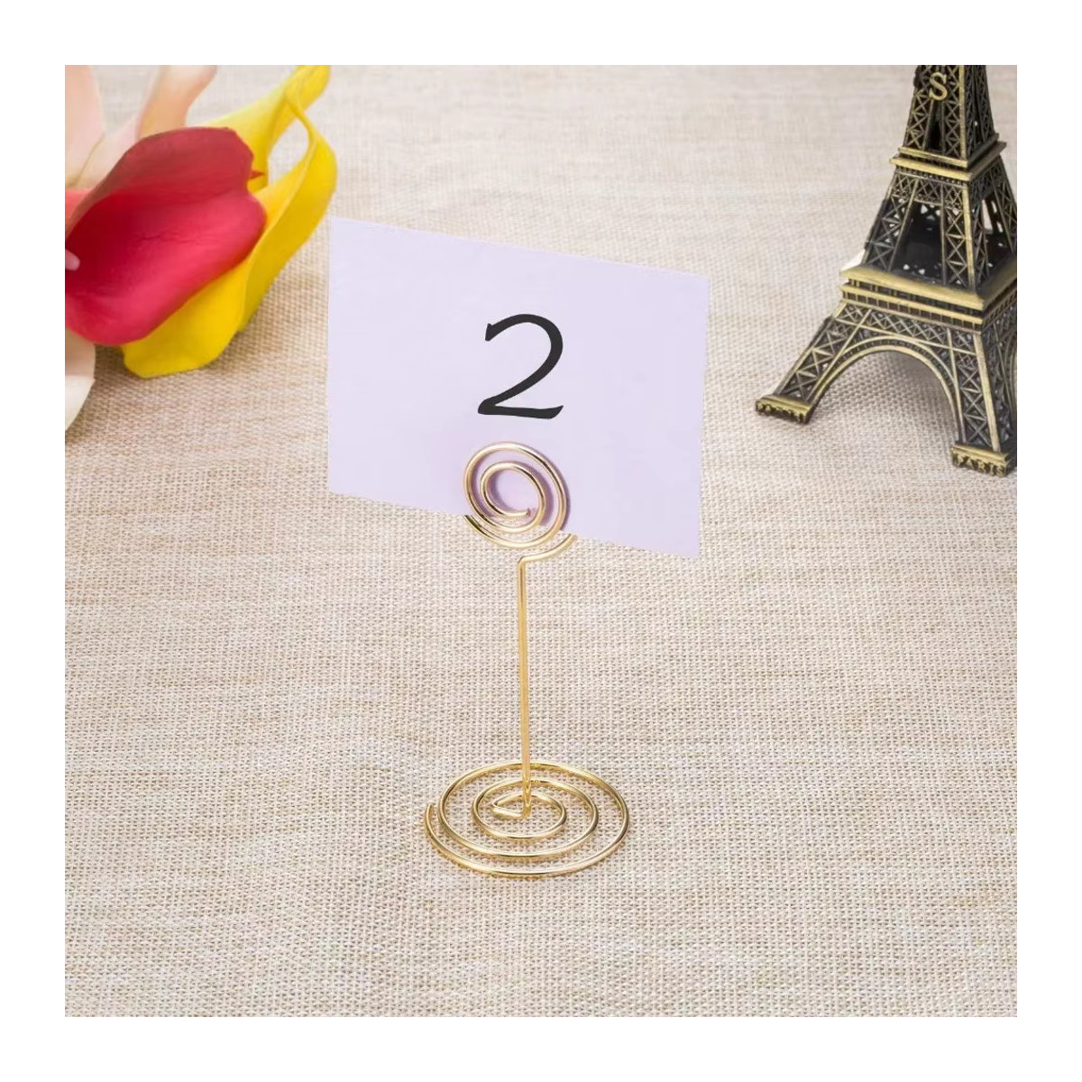 WakaParty 10er Set Tischkartenhalter aus Metall in Gold und Silber mit abstraktem Swirl-Design für Hochzeiten und Events - Bild 3