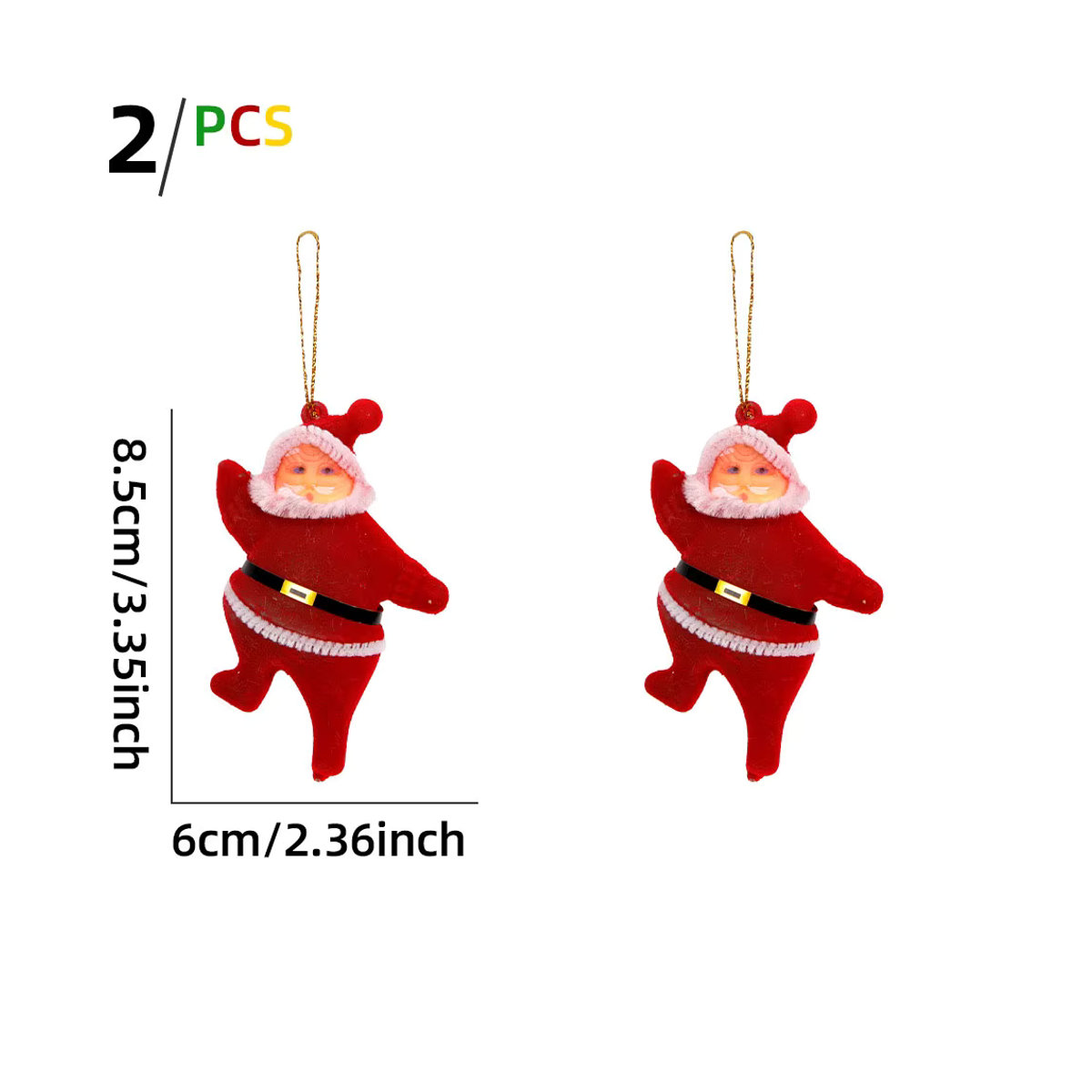 WakaParty Weihnachtsschmuck Set mit niedlichen Cartoon-Weihnachtsmann-Anhängern in Rot für deinen Weihnachtsbaum und DIY-Dekorationen - Bild 2