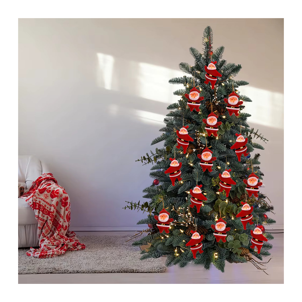 WakaParty Weihnachtsschmuck Set mit niedlichen Cartoon-Weihnachtsmann-Anhängern in Rot für deinen Weihnachtsbaum und DIY-Dekorationen - Bild 5