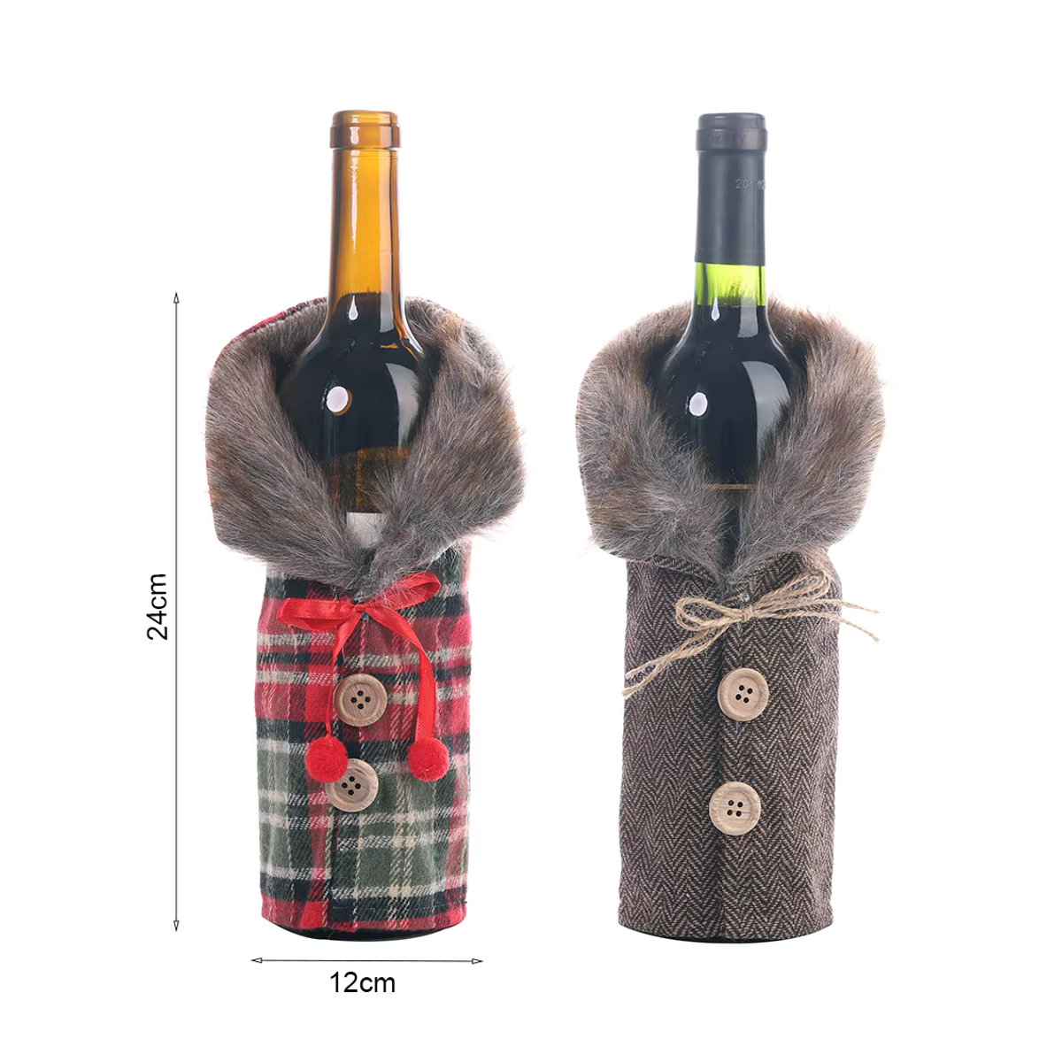 WakaParty Wein Flaschenhülle im Landhausstil mit Gestreiftem Plaid Design, Mehrfarbig, Textil - Bild 2