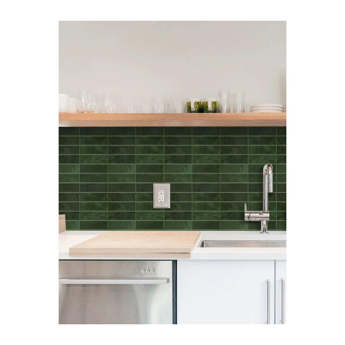 WalDecoo 5 Stück Wand-Patch mit 3D-Effekt in Grün, wasserdichter selbstklebender Dekorationspatch mit geometrischem Design für die Wandmontage - Bild 4