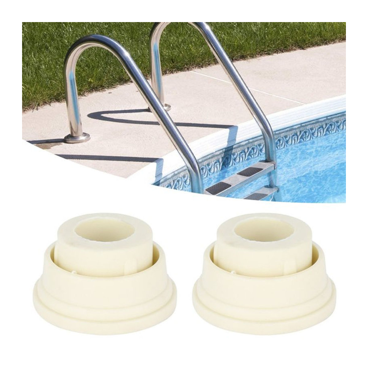 WALFRONT Schwimmbadleiter Sicherheits-Stoßstange aus Gummi und Kunststoff, 2 Stück, Beige - Bild 1