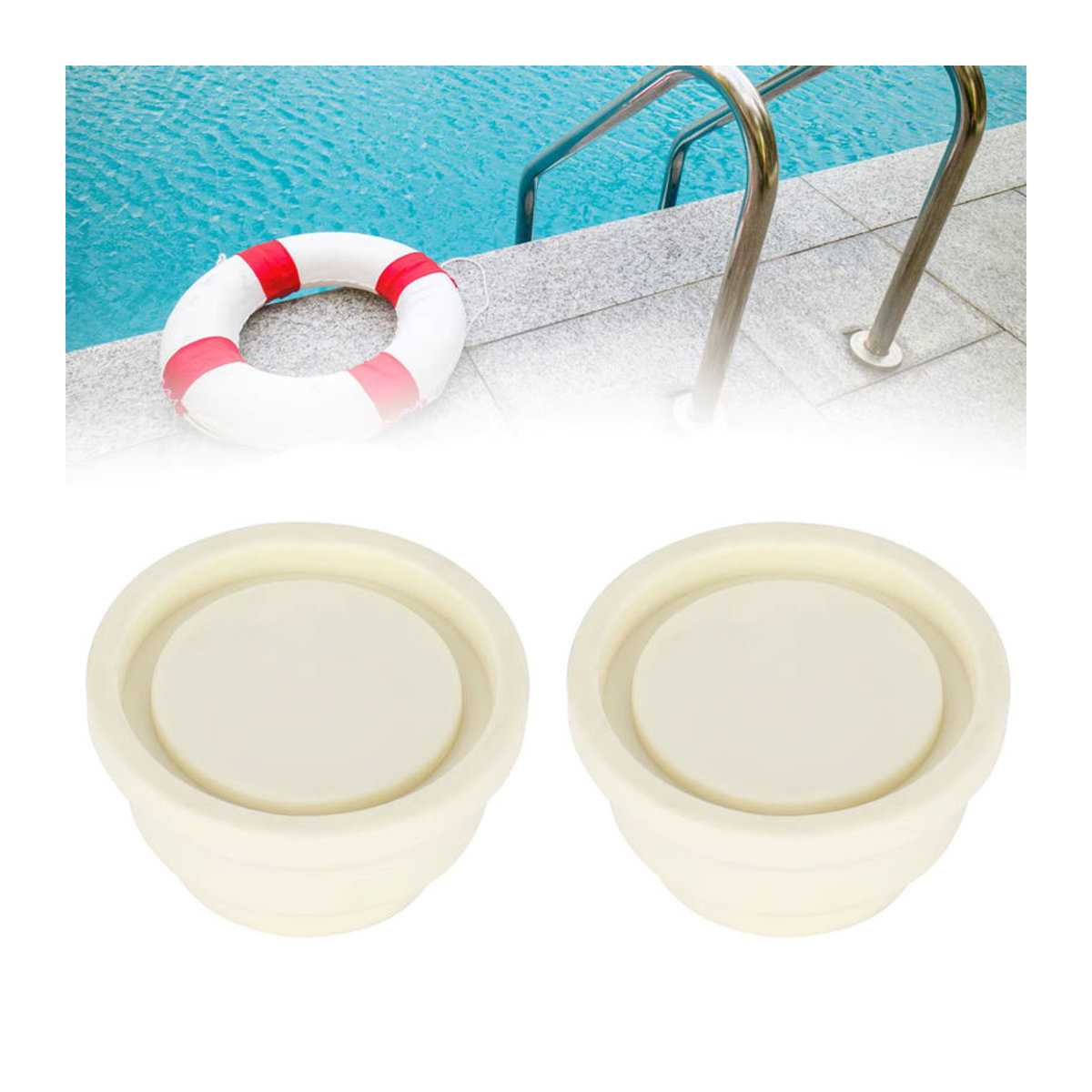 WALFRONT Schwimmbadleiter Sicherheits-Stoßstange aus Gummi und Kunststoff, 2 Stück, Beige - Bild 2