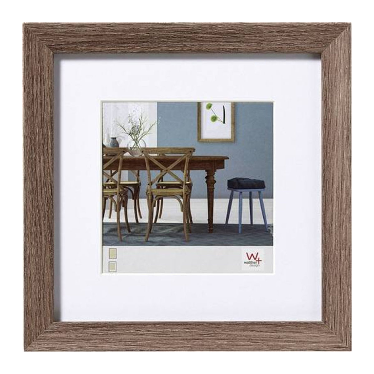 Walther Bilderrahmen EF440N Nussbaum Braun mit Passepartout und entspiegeltem Glas für Papierformat 40 x 40 cm - Bild 1