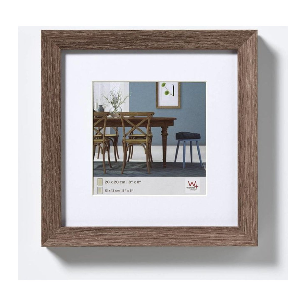 Walther Bilderrahmen EF440N Nussbaum Braun mit Passepartout und entspiegeltem Glas für Papierformat 40 x 40 cm - Bild 2