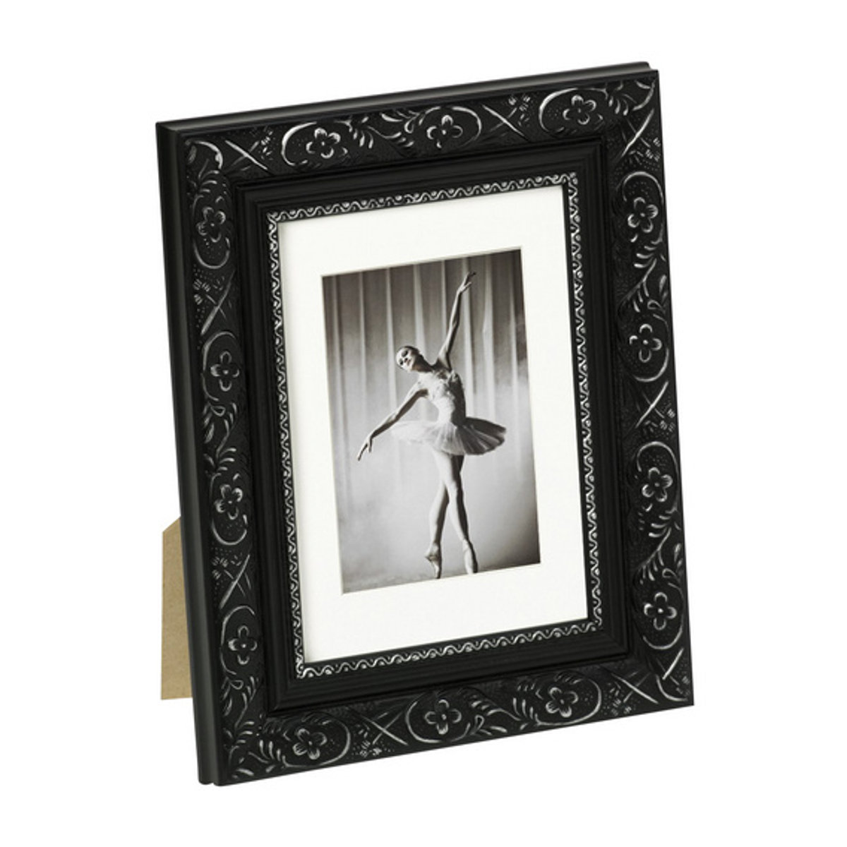 Walther Design Barock Bilderrahmen aus Holz mit Glas und Passepartout, Schwarz, B x H: 36,8 x 47 cm - Bild 2