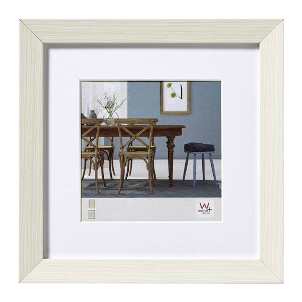 Walther Design Bilderrahmen EF330W Fiorito Weiß mit Passepartout aus Holz und Glas, B/H: 30 x 30 cm - Bild 1