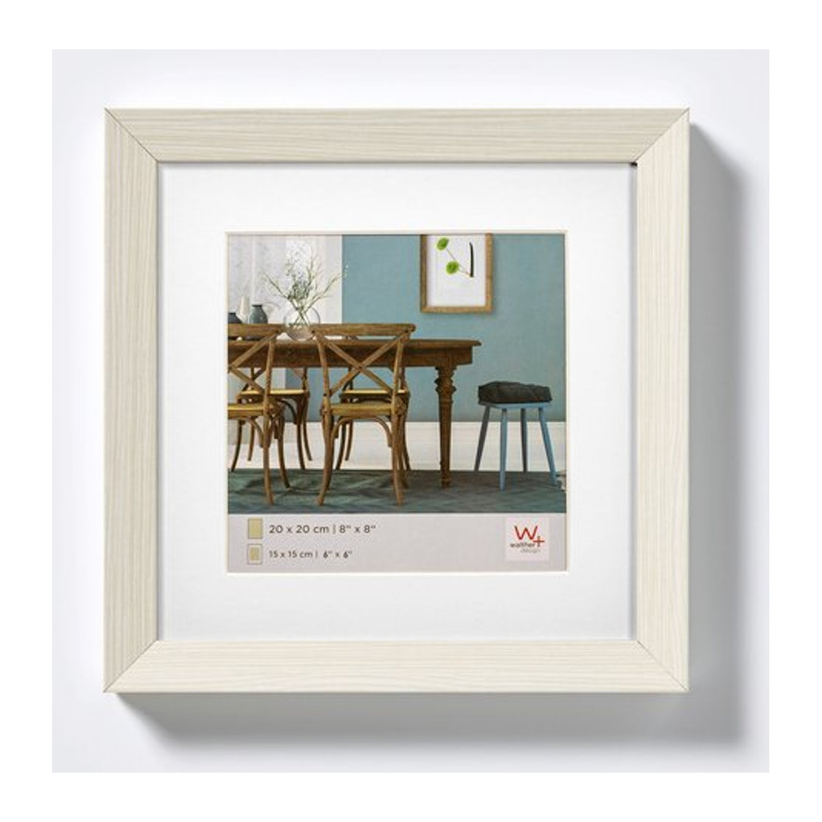 Walther Design Bilderrahmen EF330W Fiorito Weiß mit Passepartout aus Holz und Glas, B/H: 30 x 30 cm - Bild 2