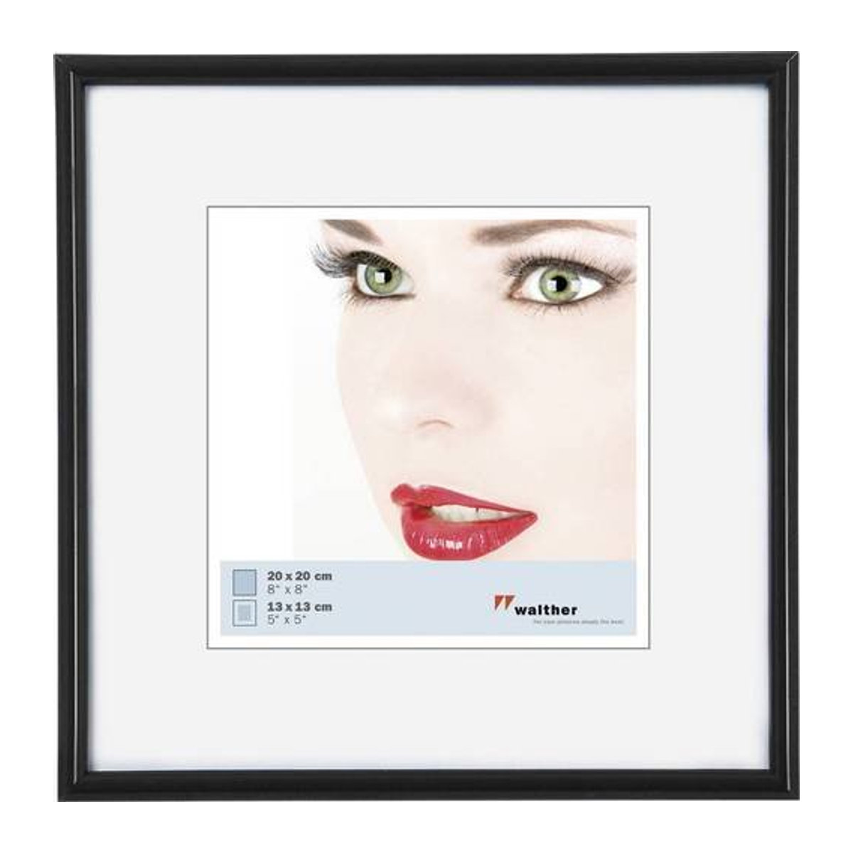 Walther Design Bilderrahmen Galerie Schwarz aus Kunststoff mit Passepartout für quadratische Formate B/H: 20 x 20 cm - Bild 1