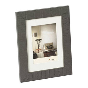 Walther Design Home Bilderrahmen aus Holz mit Passepartout, Grau, 15 x 20 cm