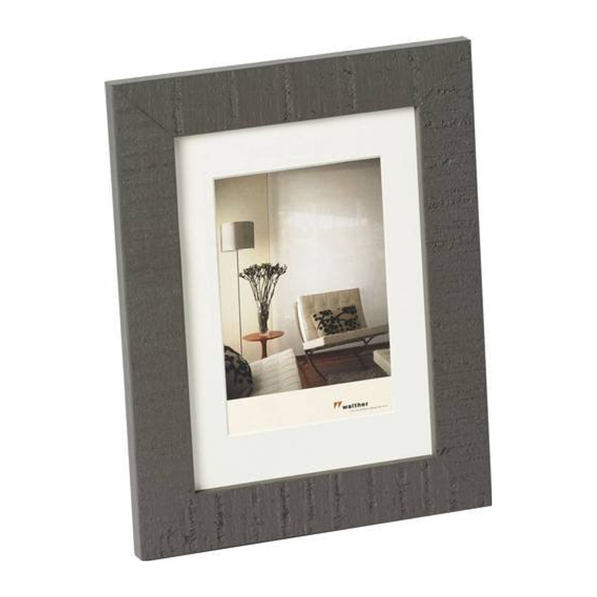 Walther Design Home Fotorahmen aus Holz in Grau mit Passepartout für 10 x 15 cm, Wandmontage oder Tischaufstellung - Bild 1