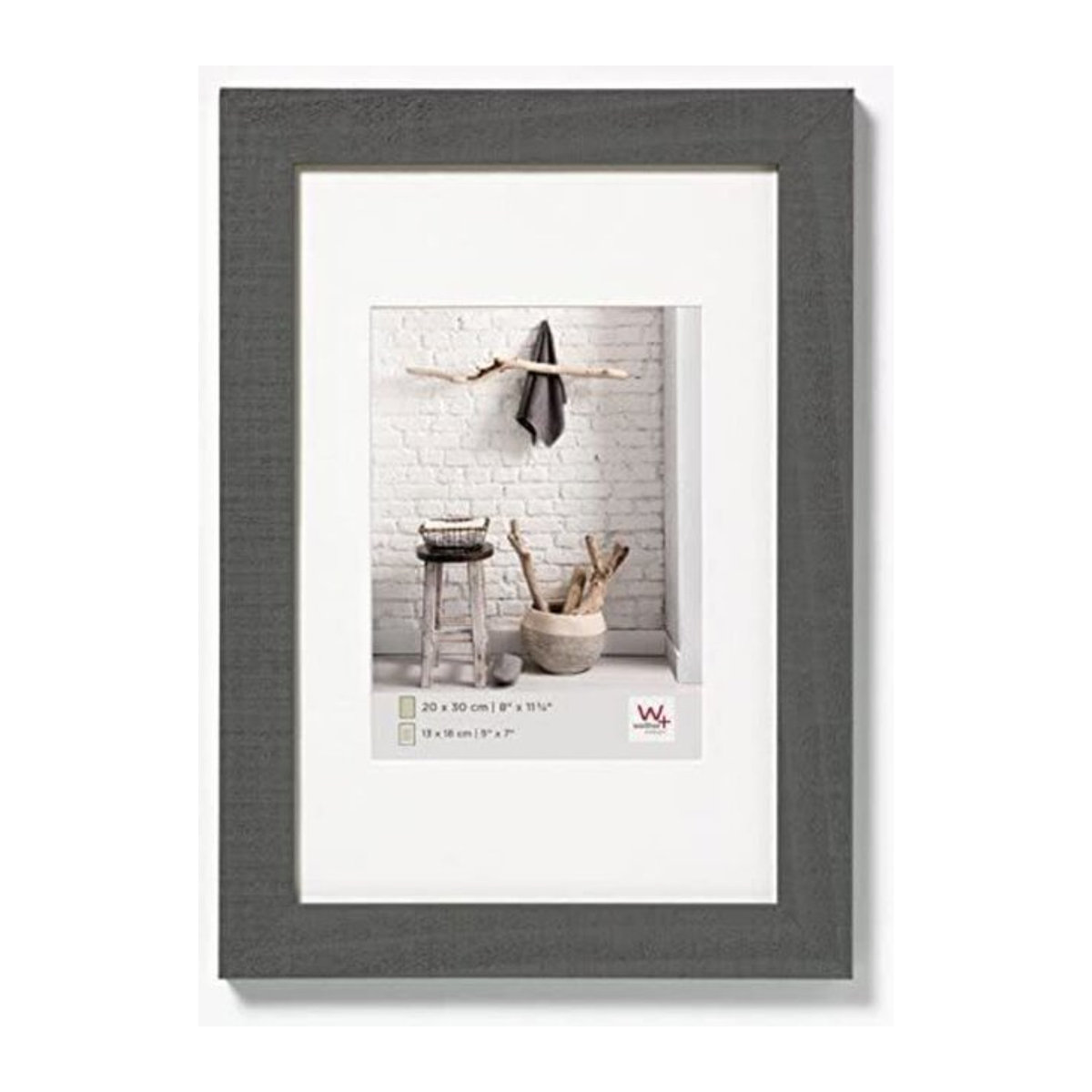 Walther Design Home Fotorahmen aus Holz in Grau mit Passepartout für 10 x 15 cm, Wandmontage oder Tischaufstellung - Bild 2