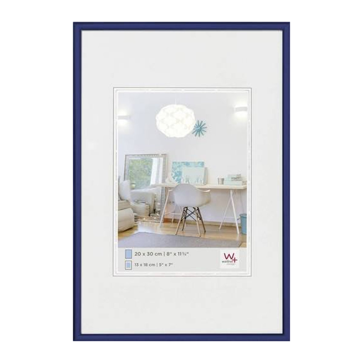 Walther Design KV030L Bilderwechselrahmen aus Kunststoff in Blau mit Passepartout, Breite: 20 cm, Höhe: 30 cm - Bild 1