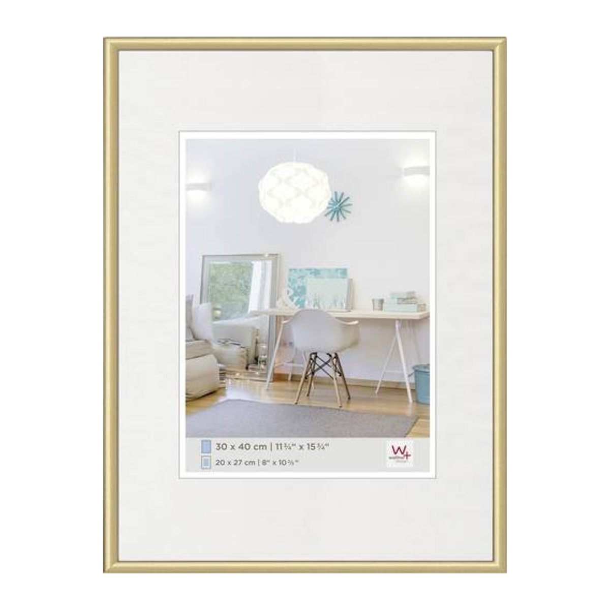 Walther Design KV040G Bilder Wechselrahmen mit Passepartout in Gold, B: 30 cm, H: 40 cm - Bild 1