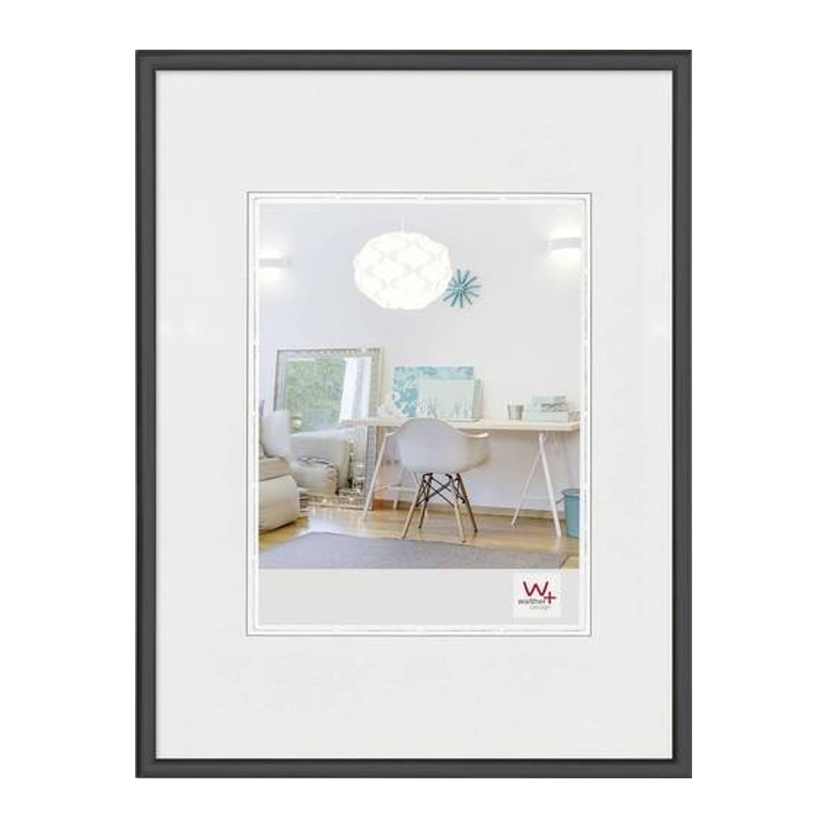 Walther Design KV824B Bilderwechselrahmen aus Kunststoff mit Passepartout und Glas in Schwarz, B/H: 18 x 24 cm - Bild 1