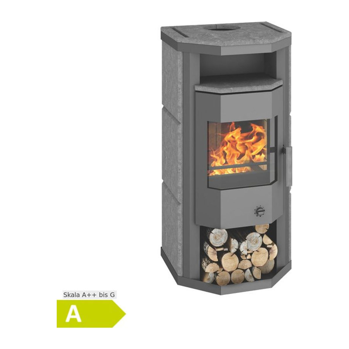 Wamsler Thyra Naturstein Kaminofen aus Holz mit 6 kW Leistung in Schwarz und Grau - Bild 1