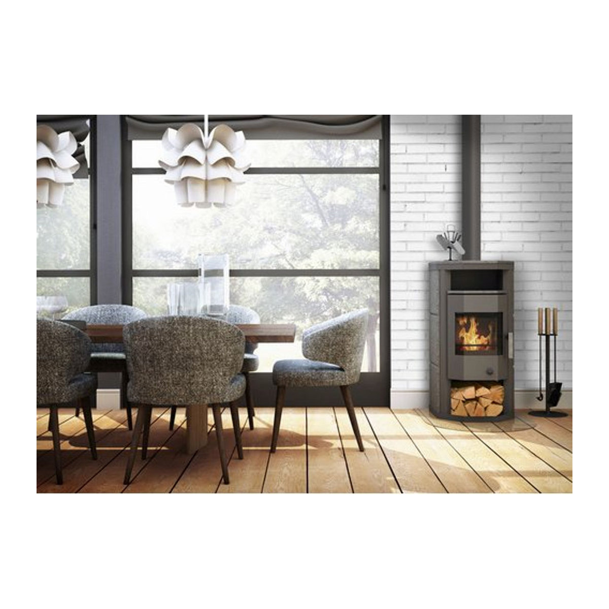 Wamsler Thyra Naturstein Kaminofen aus Holz mit 6 kW Leistung in Schwarz und Grau - Bild 2