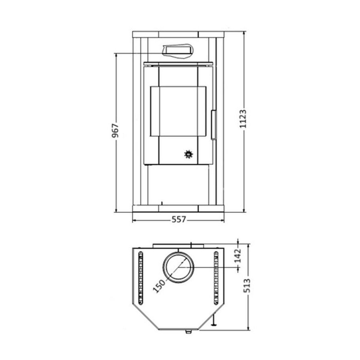 Wamsler Thyra Naturstein Kaminofen aus Holz mit 6 kW Leistung in Schwarz und Grau - Bild 3