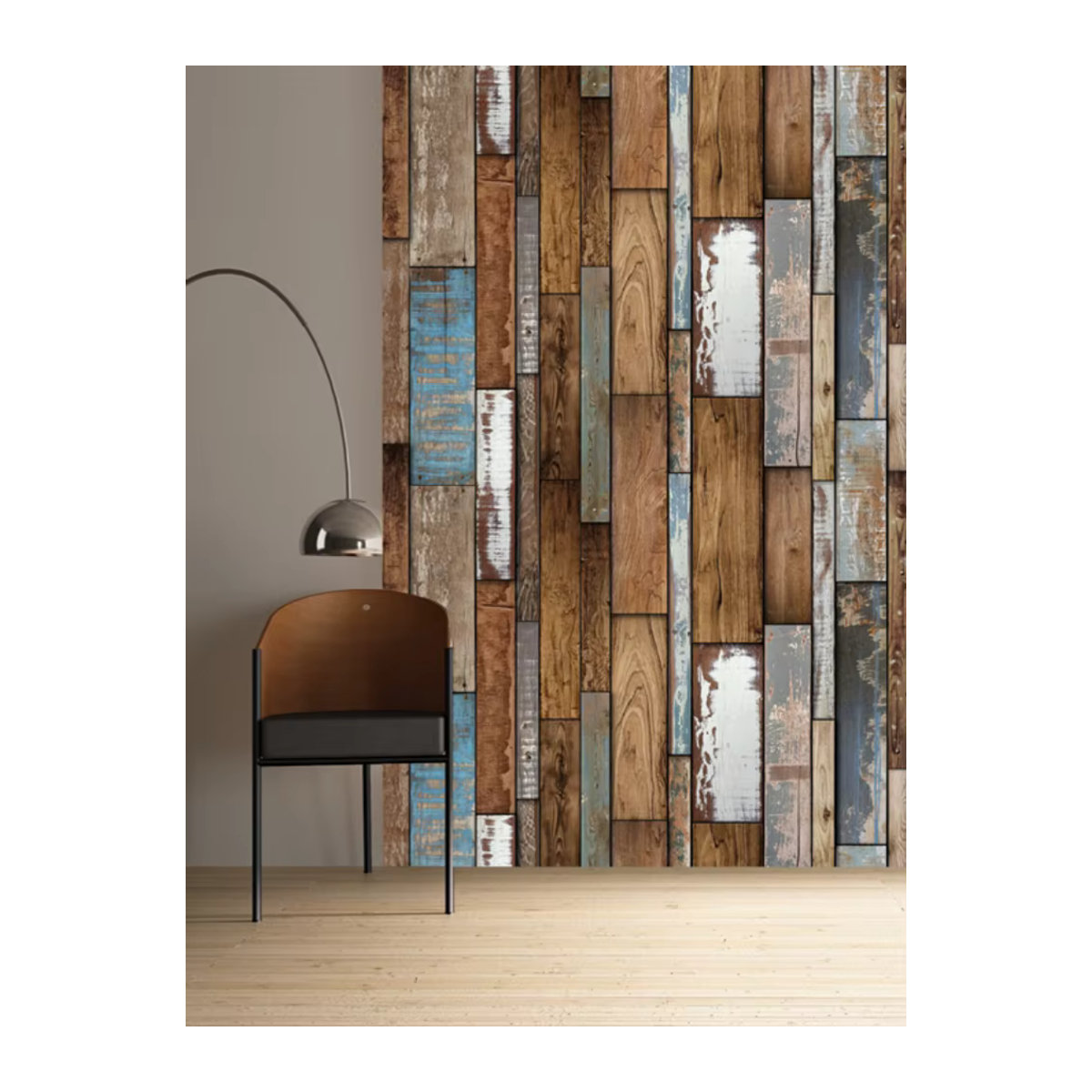 Wandaufkleber in Retro-Holzmaserung von ctzsoop, wasserfeste und ölbeständige PVC Wanddekoration in Braun und Mehrfarbig - Bild 7