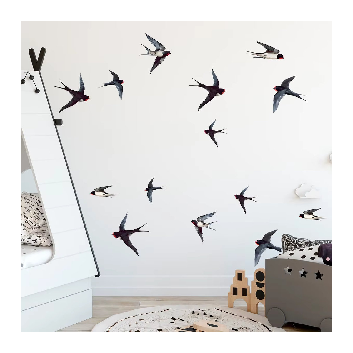 Wandaufkleber mit Aquarell-Schwalben im skandinavischen Design von BRUP, mehrfarbig, ideal für Wohnzimmer, Schlafzimmer und Kinderzimmer - Bild 2
