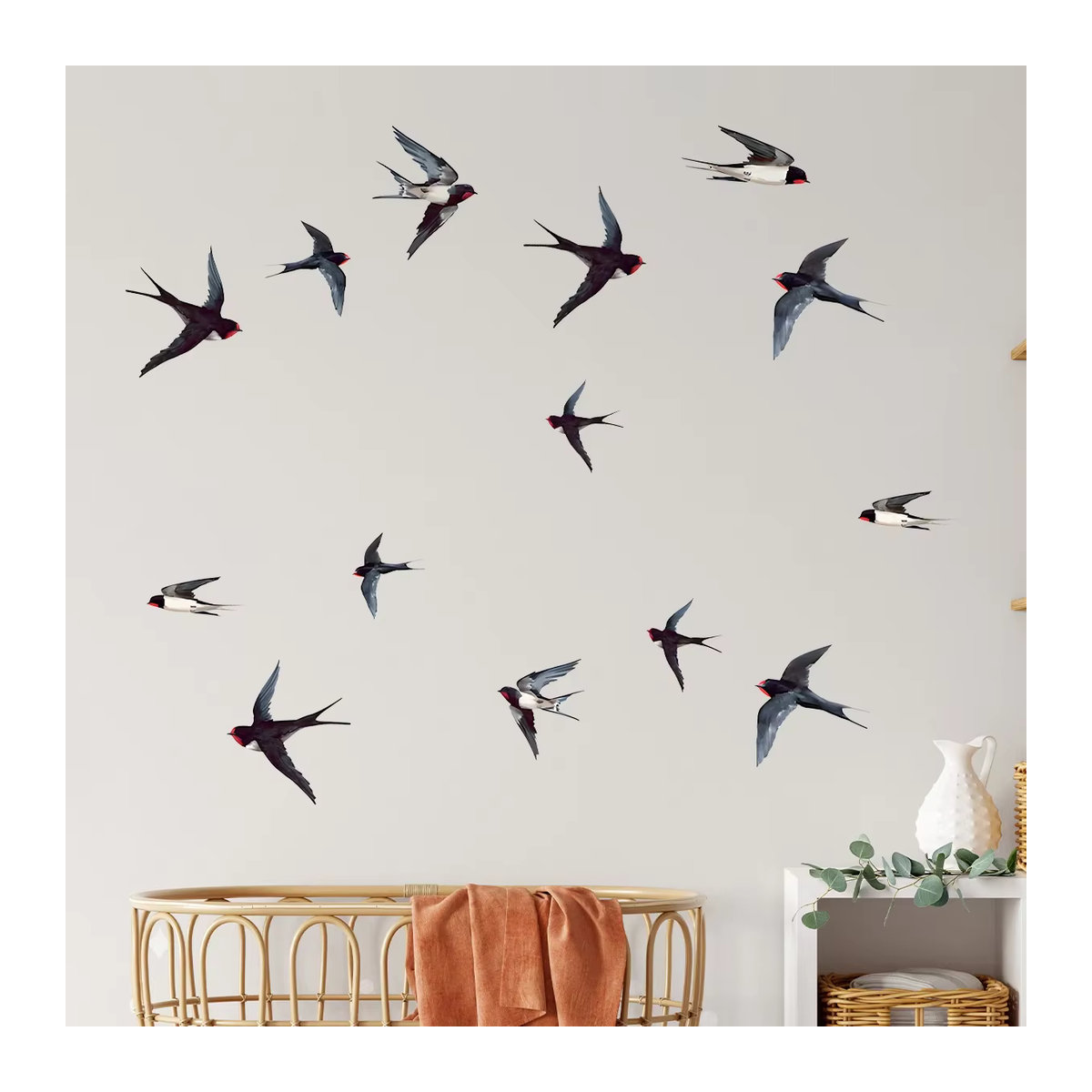 Wandaufkleber mit Aquarell-Schwalben im skandinavischen Design von BRUP, mehrfarbig, ideal für Wohnzimmer, Schlafzimmer und Kinderzimmer - Bild 4