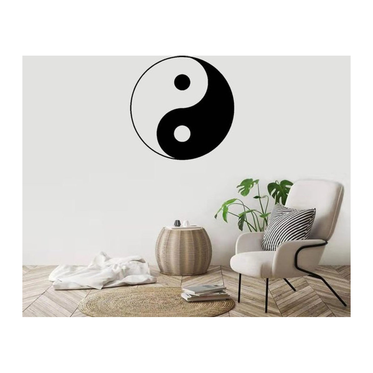 Wandaufkleber mit traditionellem chinesischem Tai Chi Yin Yang Muster in Schwarz aus PVC zur Wanddekoration - Bild 1