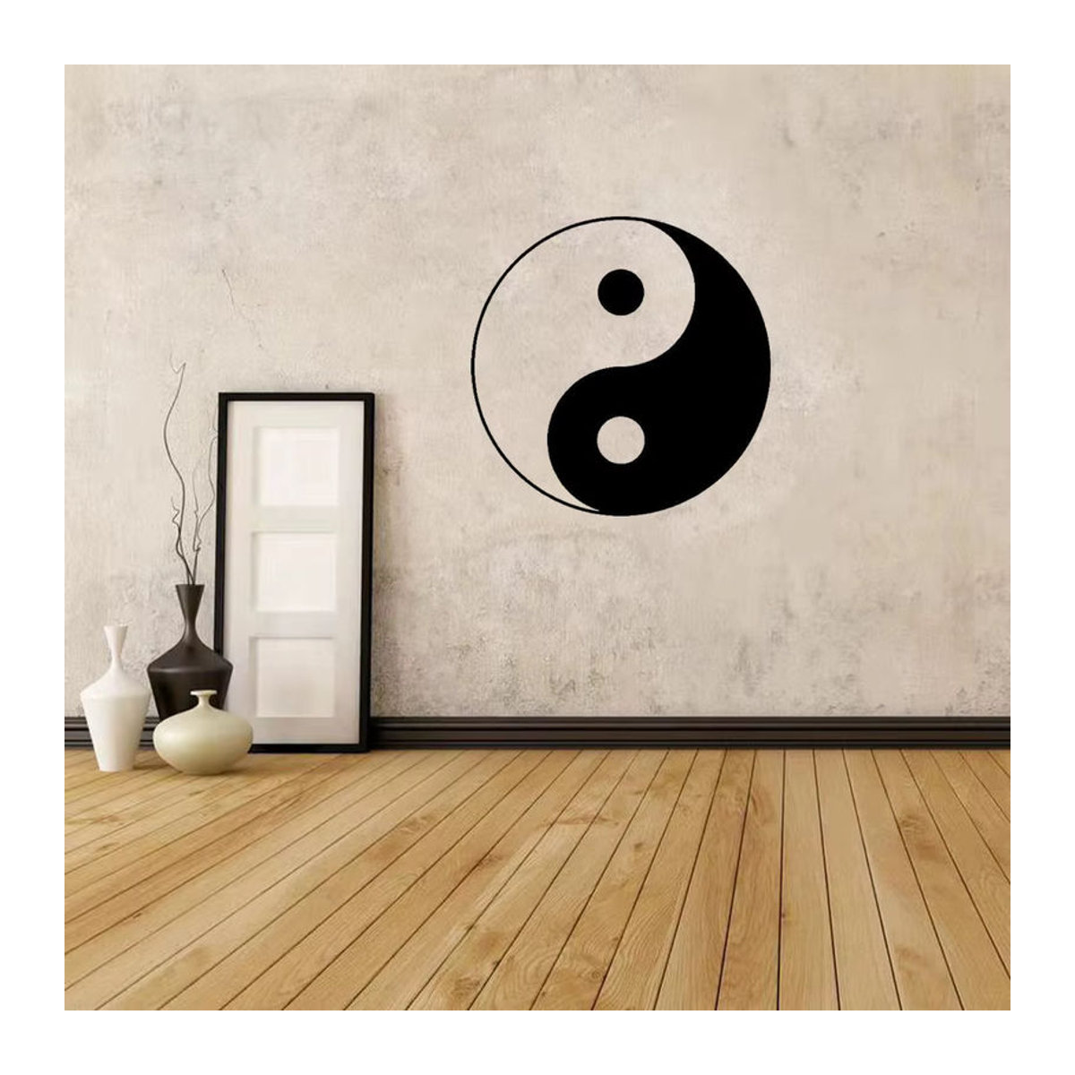 Wandaufkleber mit traditionellem chinesischem Tai Chi Yin Yang Muster in Schwarz aus PVC zur Wanddekoration - Bild 3