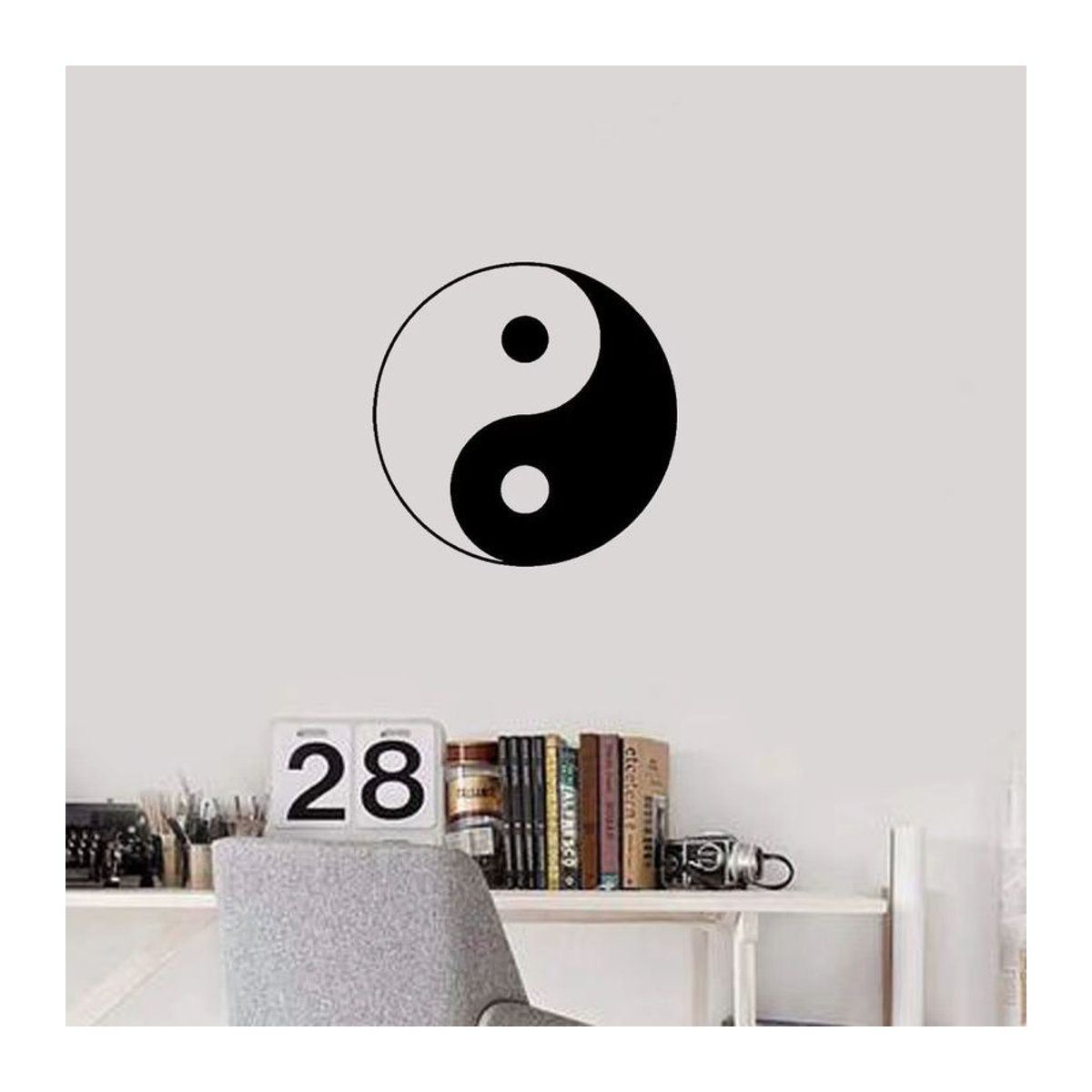 Wandaufkleber mit traditionellem chinesischem Tai Chi Yin Yang Muster in Schwarz aus PVC zur Wanddekoration - Bild 4