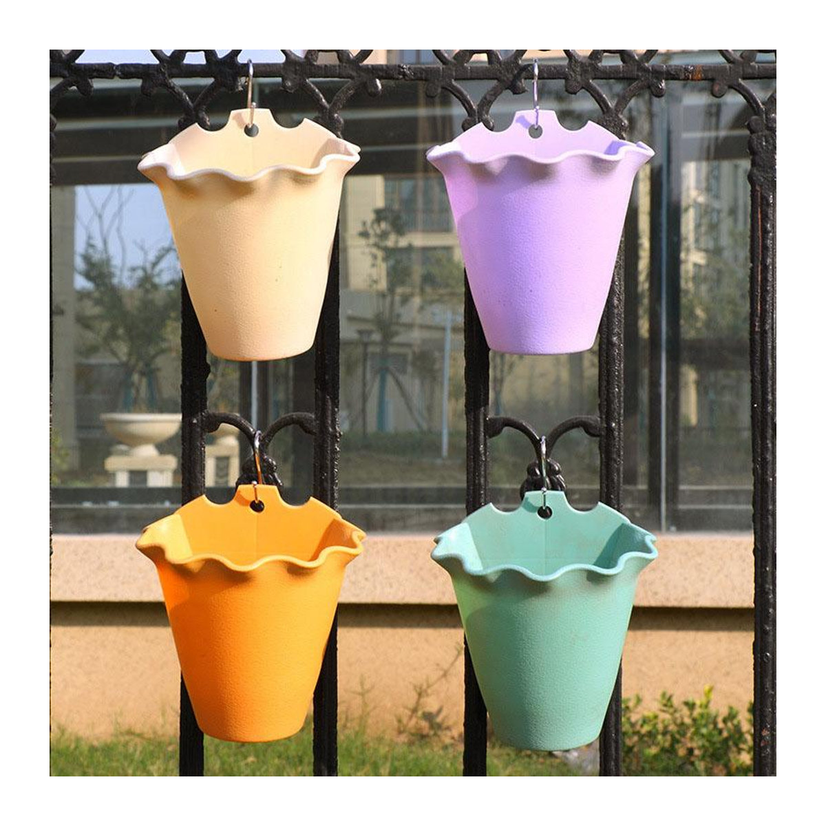 Wandbehang-Pflanzgefäß aus Kunststoff von LY Home&Kitchen 050 in Beige für Garten und Innenbereich - Bild 2