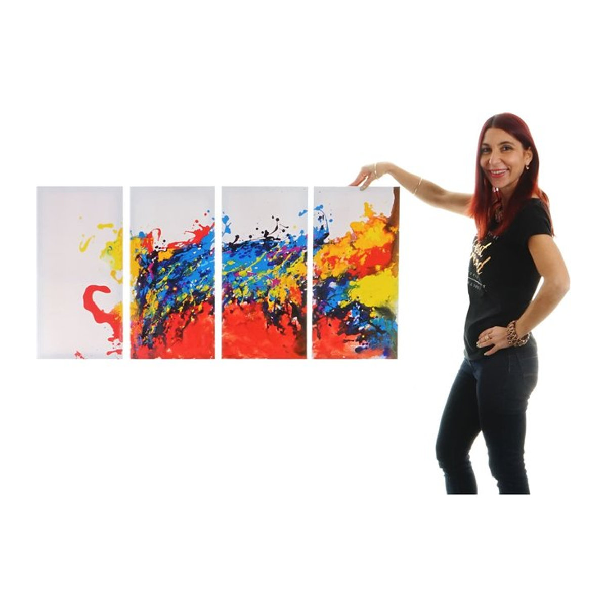 Wandbild Wave von MCW, handgemaltes abstraktes Ölgemälde im modernen Querformat, mehrfarbig, B: 120 cm, H: 60 cm - Bild 1