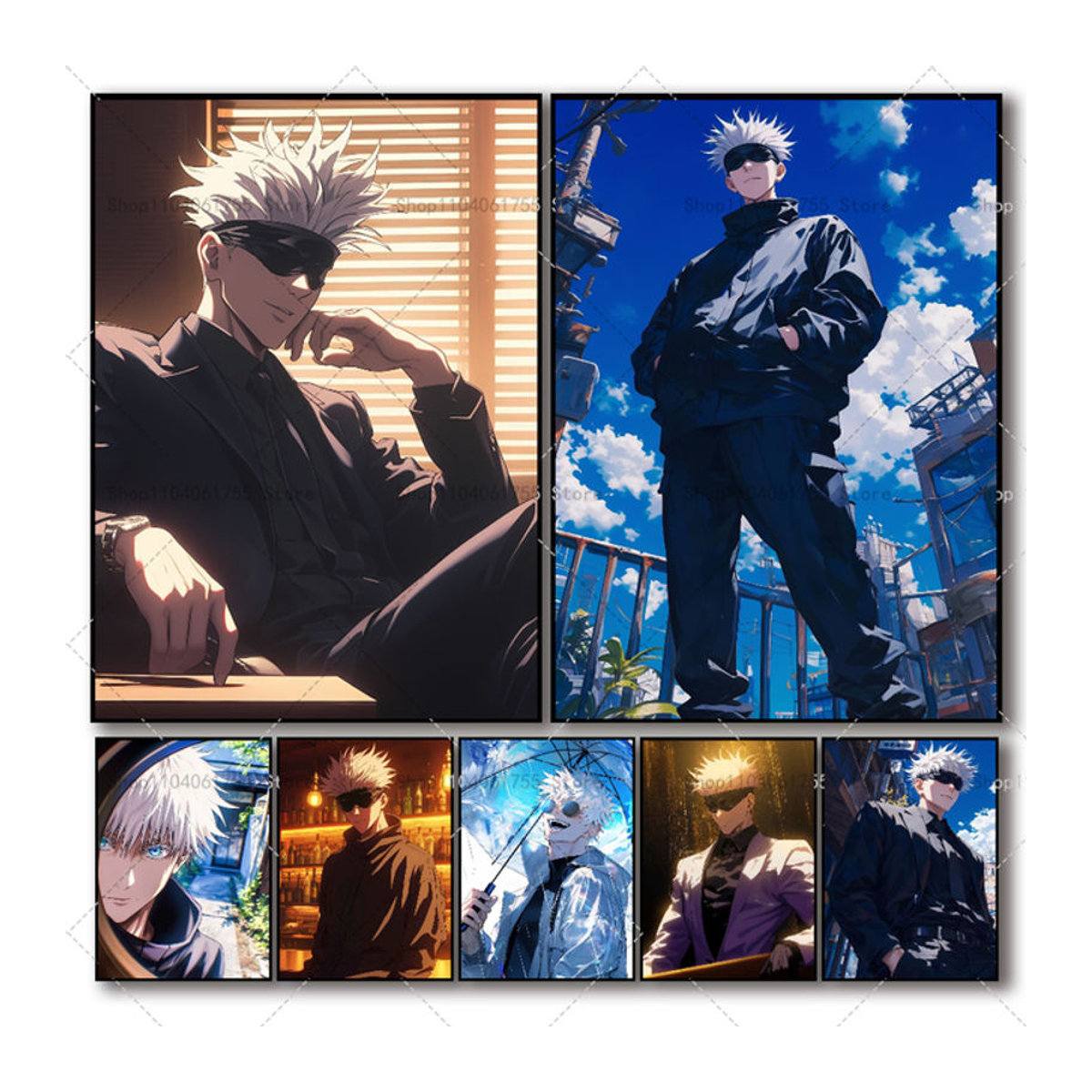 Wanddeko Satoru Gojo Jujutsu Kaisen Poster, selbstklebender wasserfester Papier Aufkleber, mehrfarbig, rechteckig - Bild 1