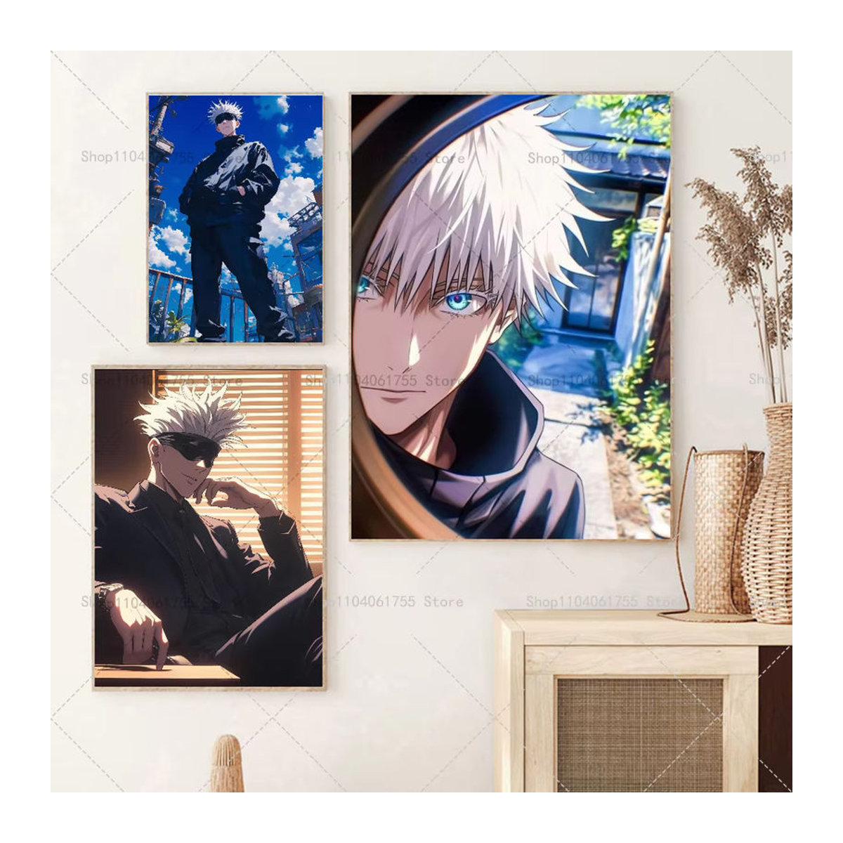 Wanddeko Satoru Gojo Jujutsu Kaisen Poster, selbstklebender wasserfester Papier Aufkleber, mehrfarbig, rechteckig - Bild 2