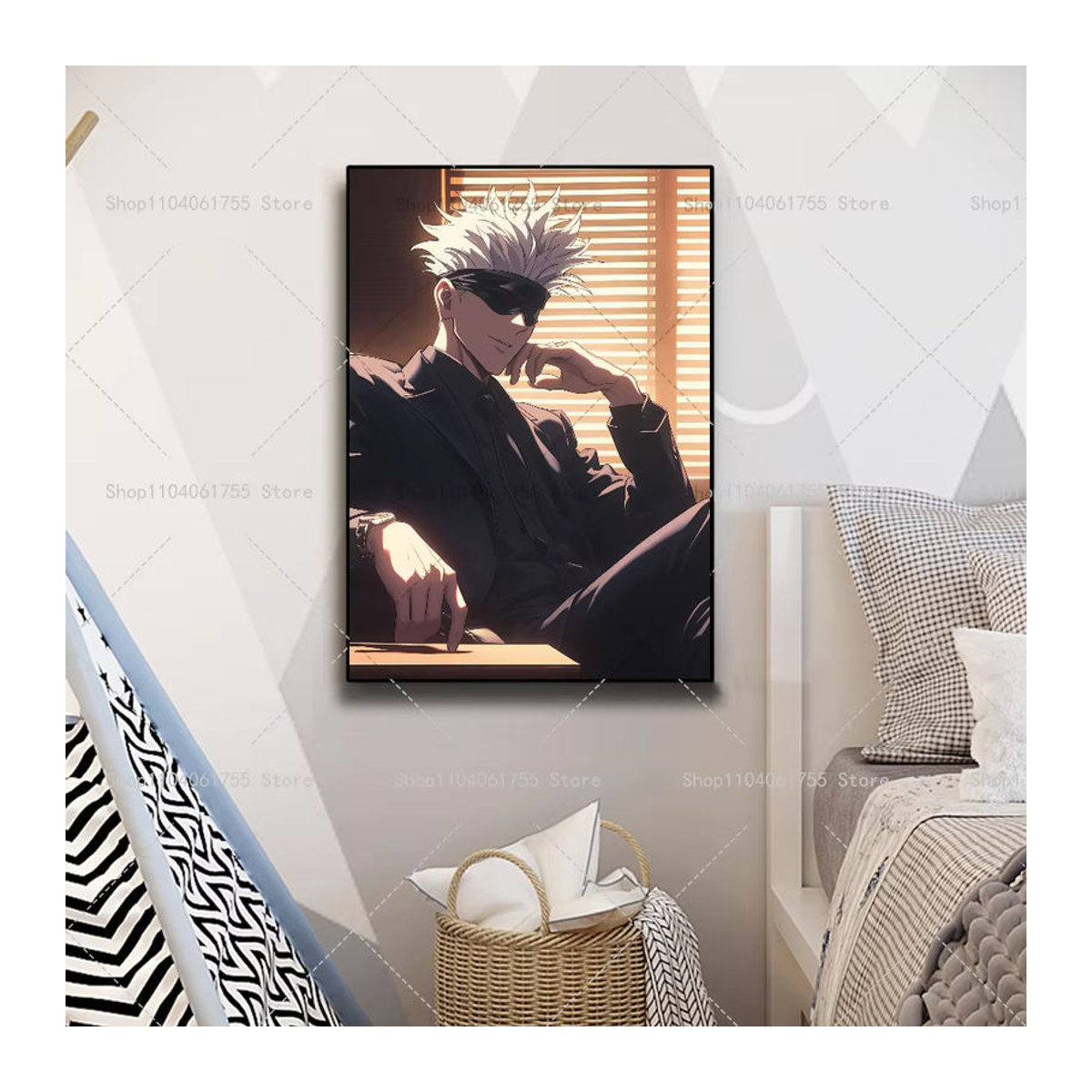 Wanddeko Satoru Gojo Jujutsu Kaisen Poster, selbstklebender wasserfester Papier Aufkleber, mehrfarbig, rechteckig - Bild 6